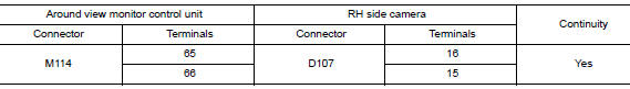 Check rh side camera image signal and image signal ground circuit continuity