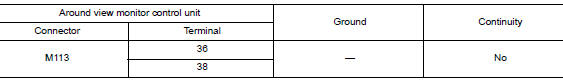 Check rear view camera washer control unit circuits continuity