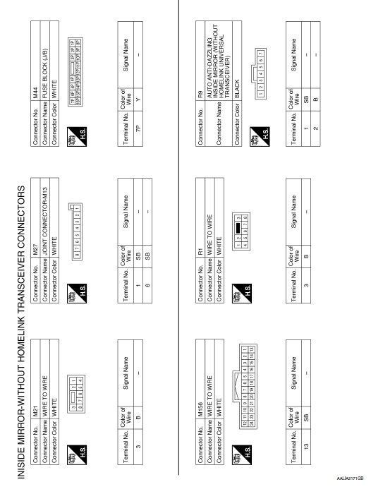 Wiring Diagram - Without Homelink Universal Transceiver