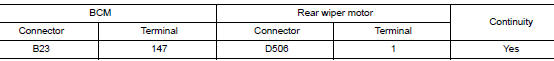 Check rear wiper motor open circuit