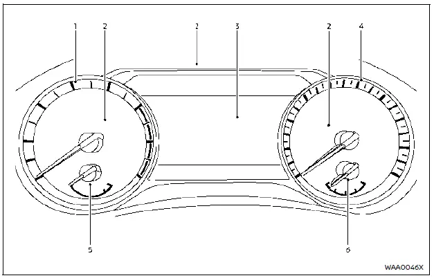 Nissan Rogue. Models with analog meter and color display