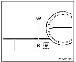 Nissan Rogue. Rear window and outside mirror defroster switch