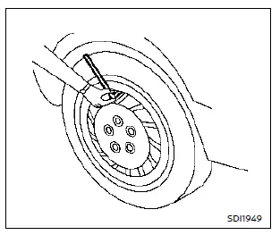 Nissan Rogue tire pressure gauge check