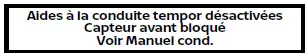 Nissan Rogue - capteur radar avant bloqué (aides à la conduite temporairement désactivées)