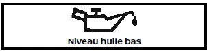 Nissan Rogue - avertissement : niveau d'huile moteur bas
