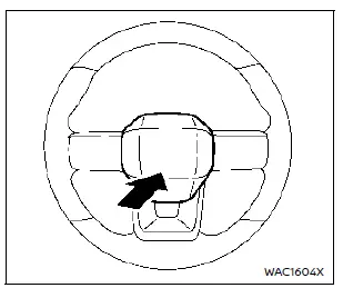 Emplacement de l'avertisseur sonore sur le moyeu central du volant du Nissan Rogue