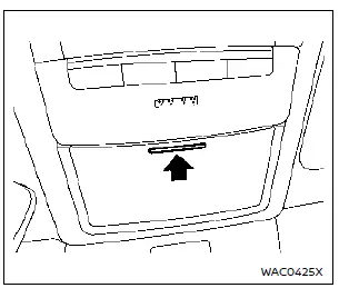 Porte-lunettes de soleil situé au plafonnier du Nissan Rogue