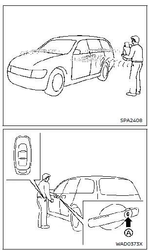 Exemple de l'emplacement du bouton de verrouillage A sur la portière avant du Nissan Rogue