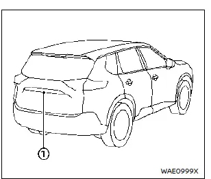 Détail de l'emplacement de la caméra de recul haute définition avec lentille grand angle sur le Nissan Rogue