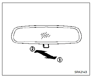 Rétroviseur manuel avec levier de position nuit sur Nissan Rogue