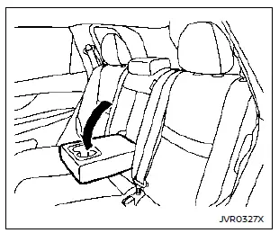 Nissan Rogue : accoudoir arrière rabattable, emplacement sur la banquette